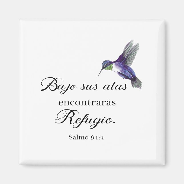 Imán Bajo sus alas verso bíblico español psalm91 (Frente)