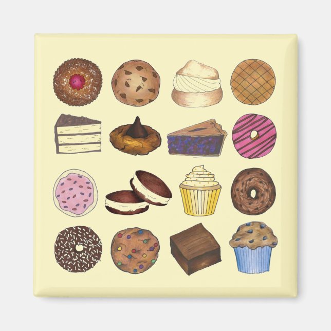 Imán Baked Gods Cupakes Creampuff Muffin Cookie Cake (Frente)