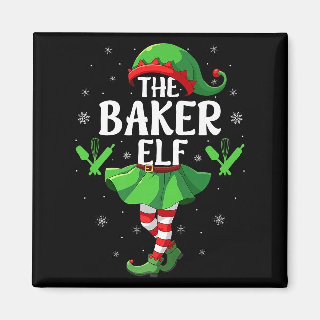 Imán Baker Elf Christmas Girls Women Elf Squad Xmas Fam (Frente)