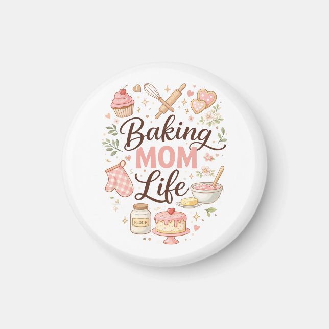 Imán Baking Mom Life Magnet - Cute Pastel Kitchen Fridg (Frente)
