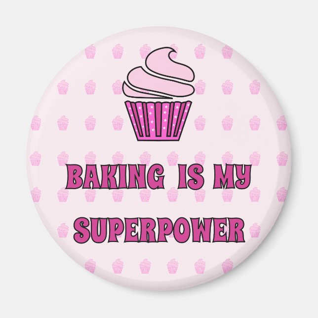 Imán Baking superpower quequitos rosados (Frente)