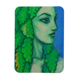 Imán Balanis, dryad, hojas verdes, diosa forestal, arte