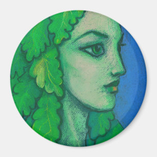 Imán Balanis, dryad, hojas verdes, diosa forestal, arte