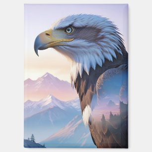 Imán Bald Eagle Doble Exposición Naturaleza animal Wild