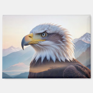 Imán Bald Eagle Doble Exposición Naturaleza animal Wild