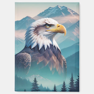 Imán Bald Eagle Doble Exposición Naturaleza animal Wild