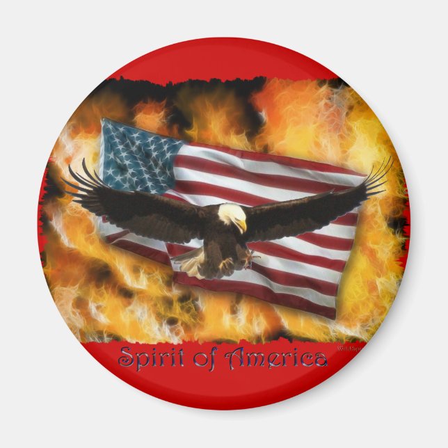 Imán Bald Eagle & US Flag Patriotic Collection (Frente)