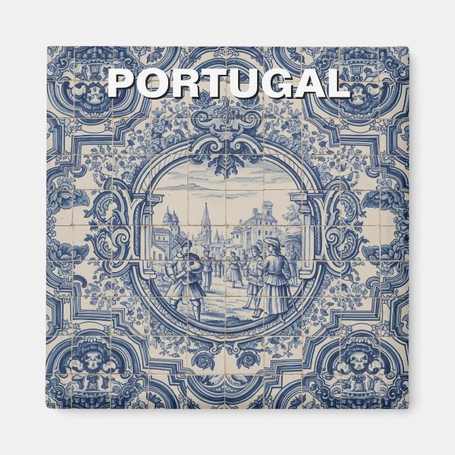 Imán Baldosa de Azulejo de Portugal (Frente)