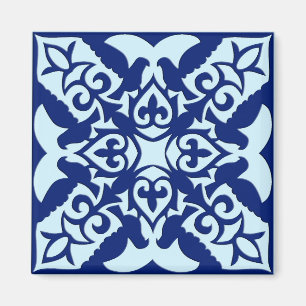 Imán Baldosa marroquí - azul marino y azul claro