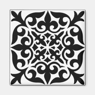 Imán Baldosa marroquí - blanco con fondo negro