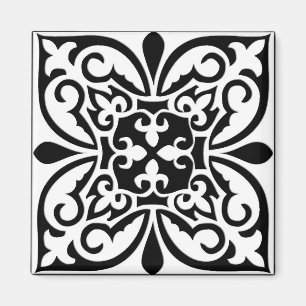 Imán Baldosa marroquí - blanco con fondo negro