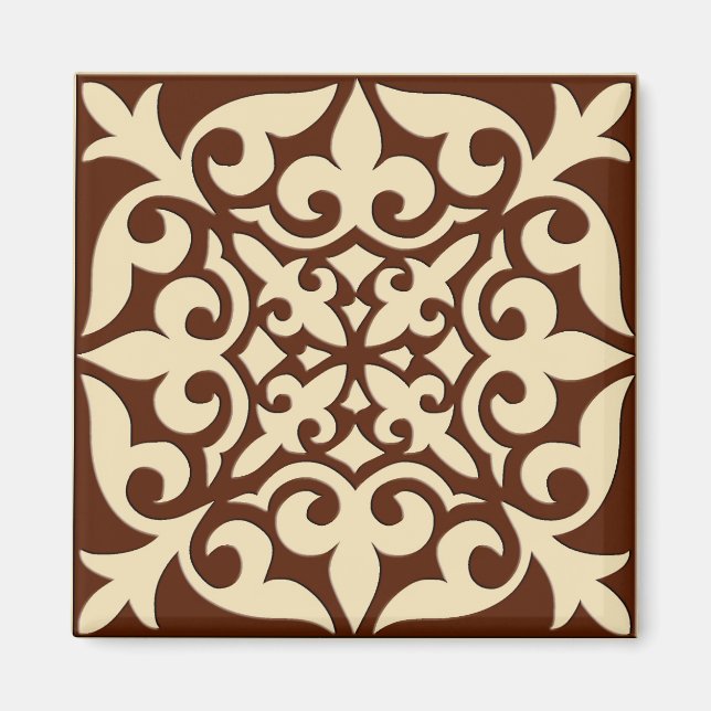 Imán Baldosa marroquí - marrón chocolate y beige (Frente)