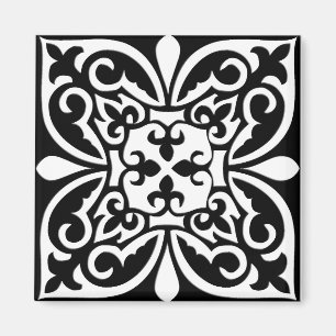 Imán Baldosa marroquí - negro con fondo blanco