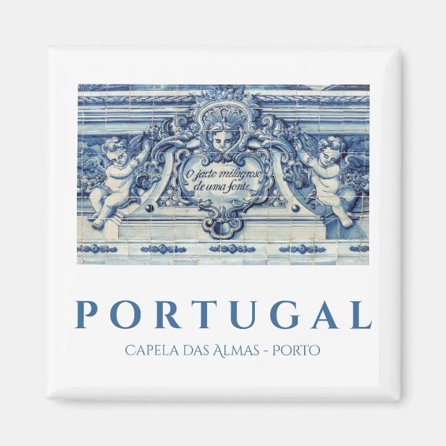 Imán Baldosas azules portuguesas con ángeles (Frente)