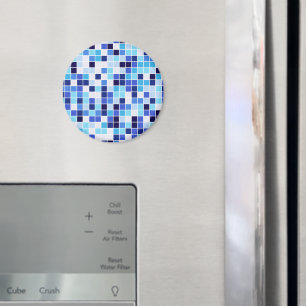 Imán Baldosas de piscina, mosaicos azules, patrón geomé