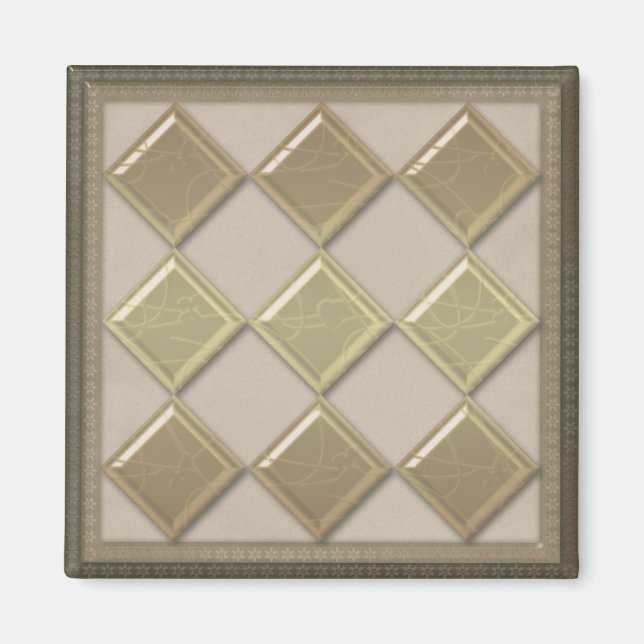 Imán Baldosas de vidrio color beige 3D (Frente)