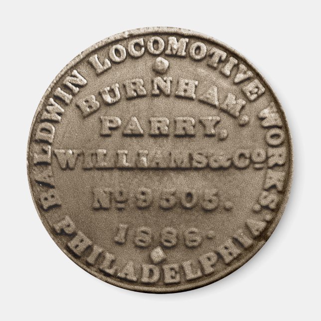 Imán Baldwin Locomotive Builders Plate 1888 (Frente)