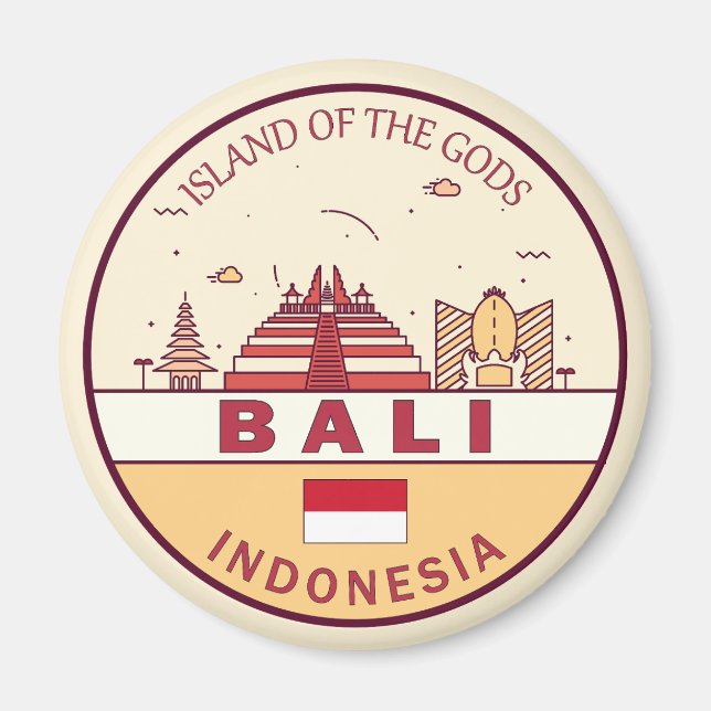 Imán Bali Indonesia City Skyline Emblem (Frente)