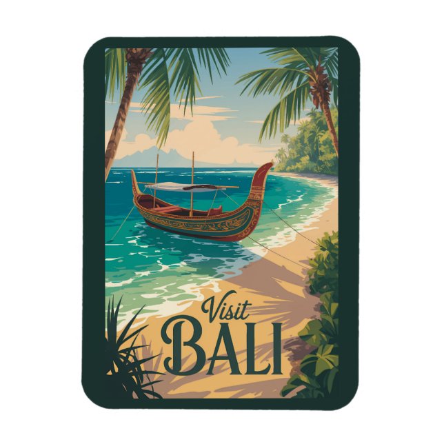 Imán Bali Indonesia Illustration Travel Art Vintage (Vertical)