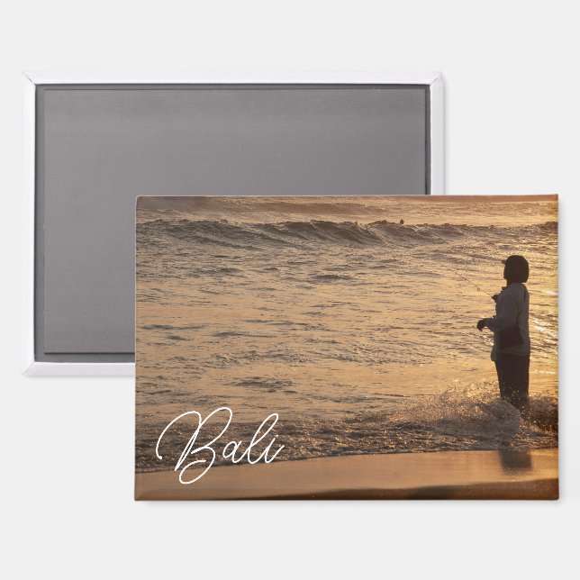 Imán Bali Sunset Fisherman Fridge Magnet (Anverso/Reverso)