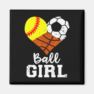 Imán Ball Chica Fun Softball Soccer Chica de baloncesto