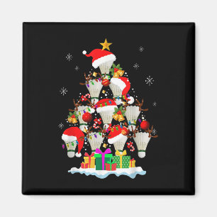 Imán Ball de Badminton en árbol de navidad Santa Hat na