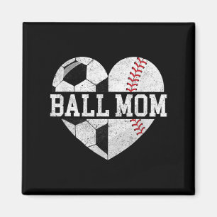 Imán Ball Mom Heart Fun Baseball Soccer Mom