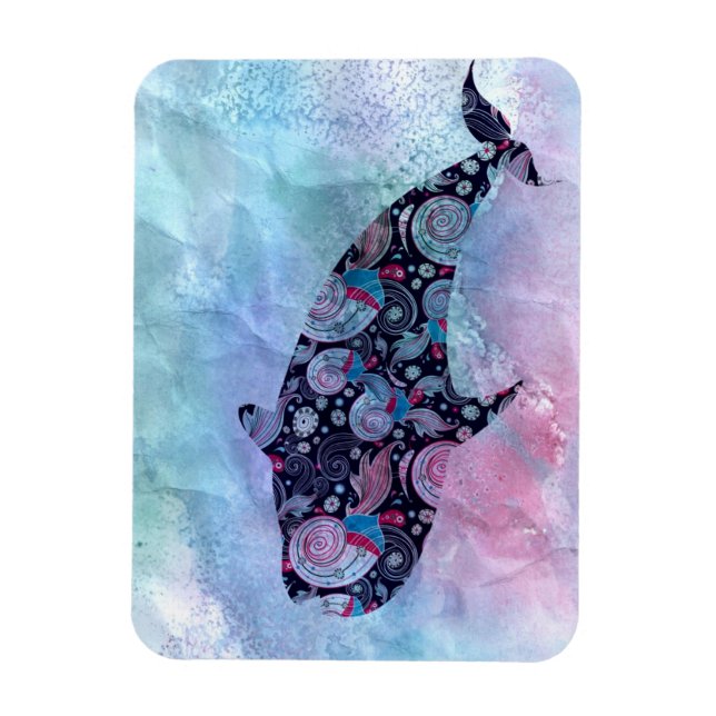 Imán Ballena de silueta ornamental (Vertical)
