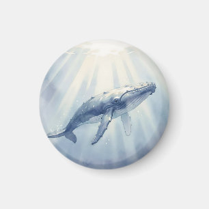 Imán Ballena jorobada acuarela océano