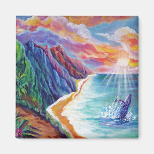 Imán Ballena jorobada hawaiana y Na Pali de Kauai