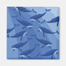 Ballenas azules en ilustracion de olas