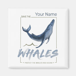 Imán Ballenas y acuarelas oceánicas Cetacean