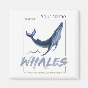 Imán Ballenas y acuarelas oceánicas Cetacean