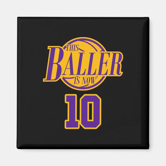Imán Baller De Baloncesto De Nacimiento De 10 Años De E (Frente)