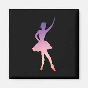Imán Ballerina chica silhouette púrpura rosa