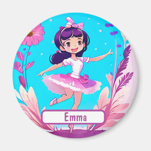 Imán Ballerina Cuta Con Nombre De Personalizable