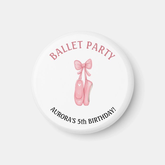 Imán Ballet Cumpleaños Pink Pointe Shoes Party Favor (Frente)