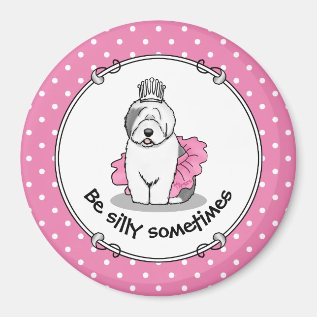 Imán Ballet lindo Princesa Pastor Inglés Viejo Gris 1 (Frente)