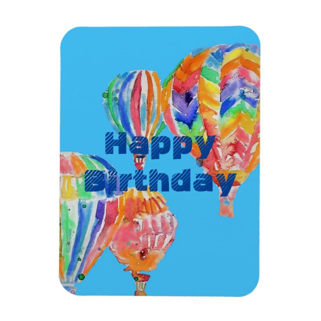 Imán Balón de aire caliente Watercolor masculino Birday (Vertical)
