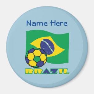 Imán Balón de Fútbol Bandera Brasileña Azul Personaliza