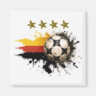 Imán Balón de fútbol con bandera alemana y cuatro estre