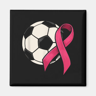 Imán Balón de Fútbol con Cinta Rosa de Concienciación s