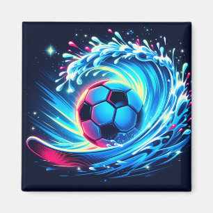 Imán Balón de fútbol de olas futurista océano surf