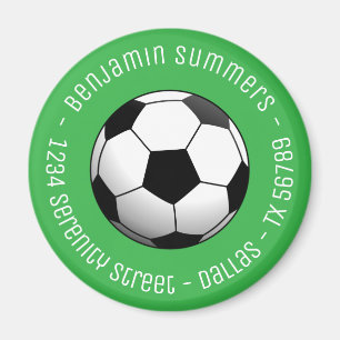 Imán Balón de fútbol en verde con texto personalizado
