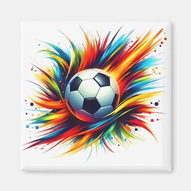 Imán Balón de fútbol futurista abstracto (Frente)