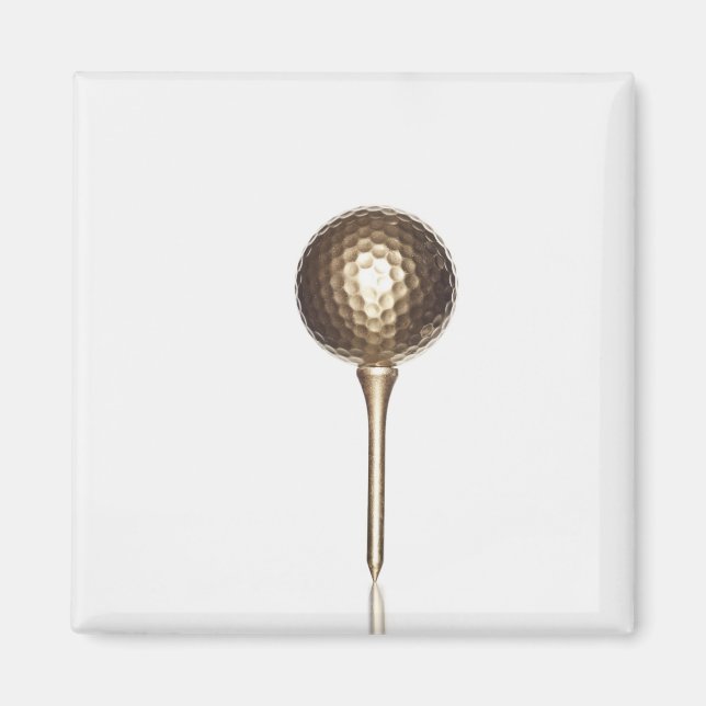 Imán Balón de golf de oro y tee (Frente)
