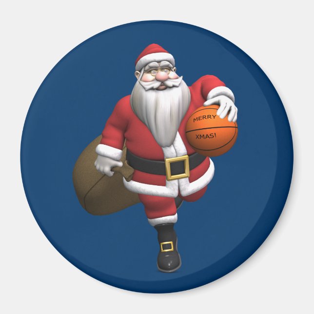 Imán Baloncestista de Santa Claus (Frente)