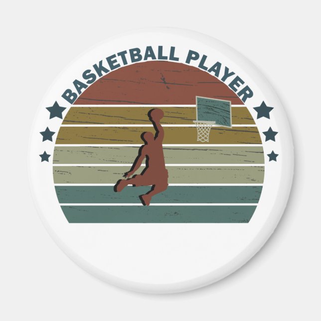 Imán Baloncestista slam dunk vintage retro sunset (Frente)