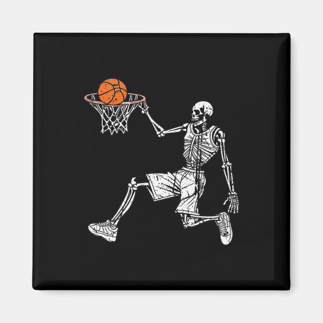 Imán Baloncestistas del Halloween Skeleton Fun (Frente)