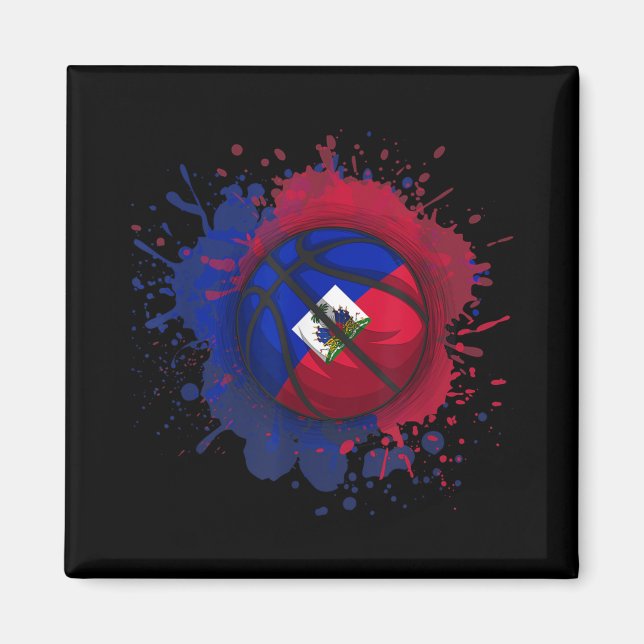 Imán Baloncesto Con Bandera De Haití (Frente)